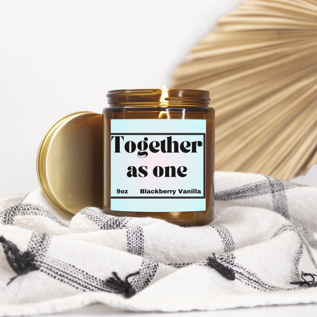 Inviting 9oz Blackberry Vanilla scented soy wax candle -Together as one - Perfect for couples - free shipping to USA