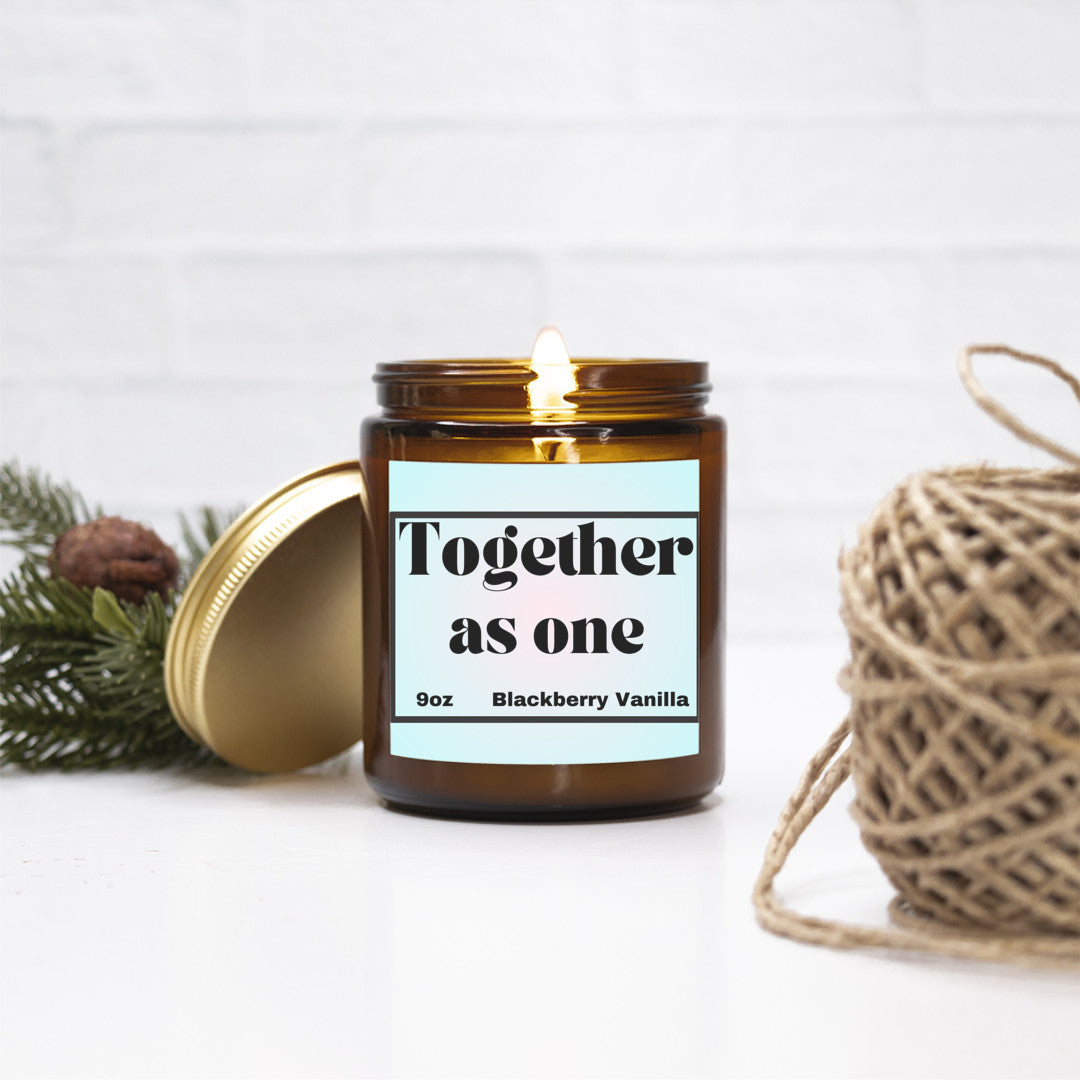 Inviting 9oz Blackberry Vanilla scented soy wax candle -Together as one - Perfect for couples - free shipping to USA