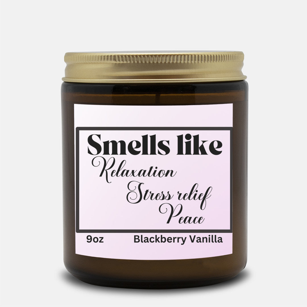 Calming 9oz Blackberry Vanilla scented soy wax candle -Gift for all occasions - Perfect for self care - free shipping to USA