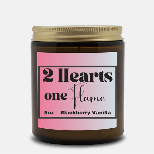 Romantic 9oz Blackberry Vanilla scented soy wax candle -2 Hearts 1 flame - Perfect for couples - free shipping to USA