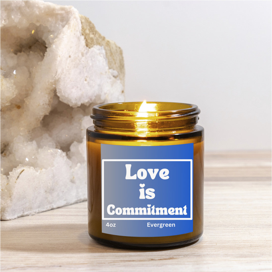 Timeless essence 4oz Evergreen scented soy wax candle - Love is commitment - Perfect for Valentines, Bridal showers, Engagement parties, Wedding celebrations - free shipping to USA