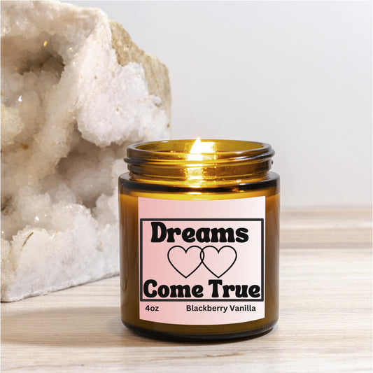 Romantic 4oz Blackberry Vanilla scented soy wax candle - Dreams come true - Perfect for Valentines, Bridal showers, Engagement parties, Wedding celebrations