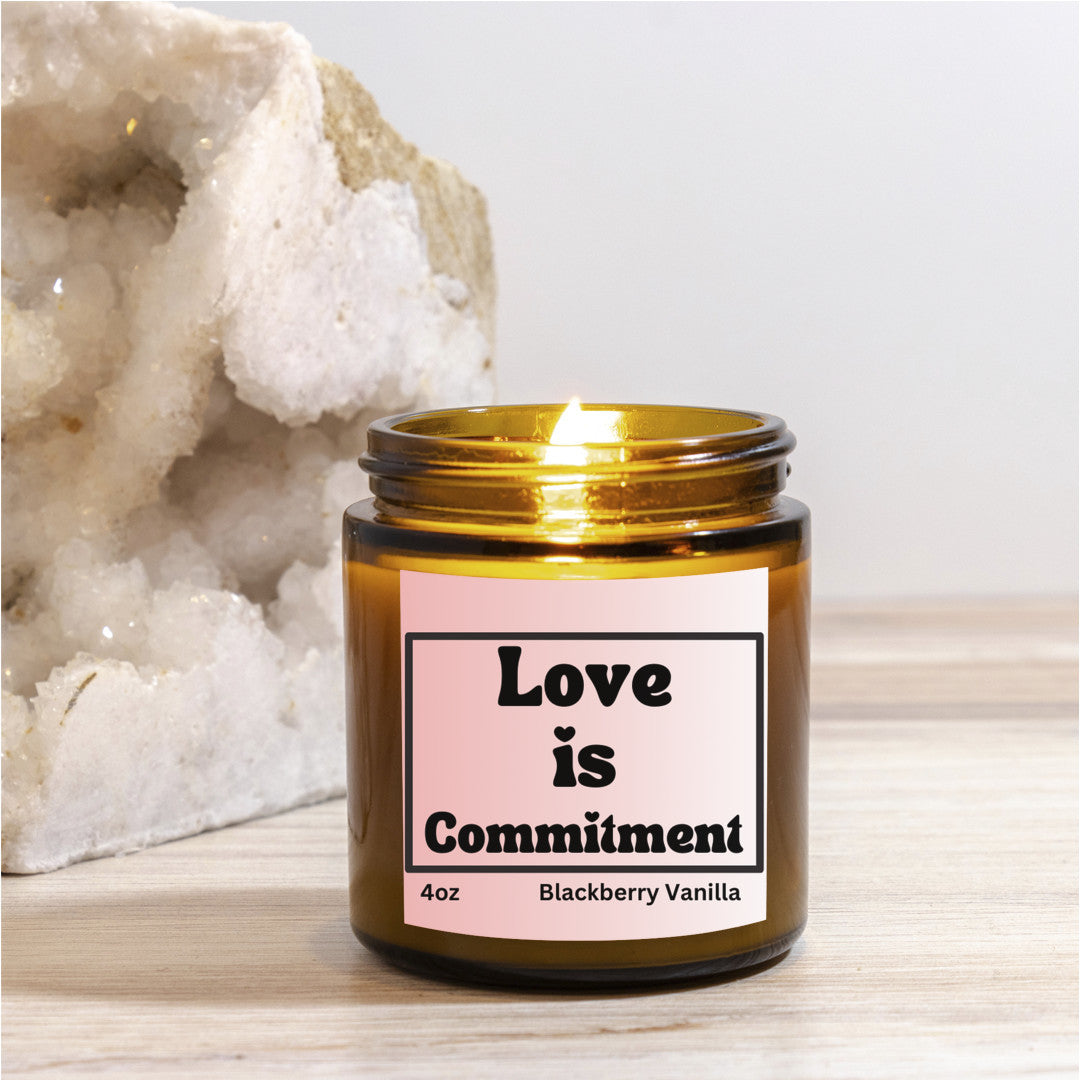 Timeless essence 4oz Blackberry Vanilla scented soy wax candle - Love is commitment - Perfect for Valentines, Bridal showers, Engagement parties, Wedding celebrations - free shipping to USA