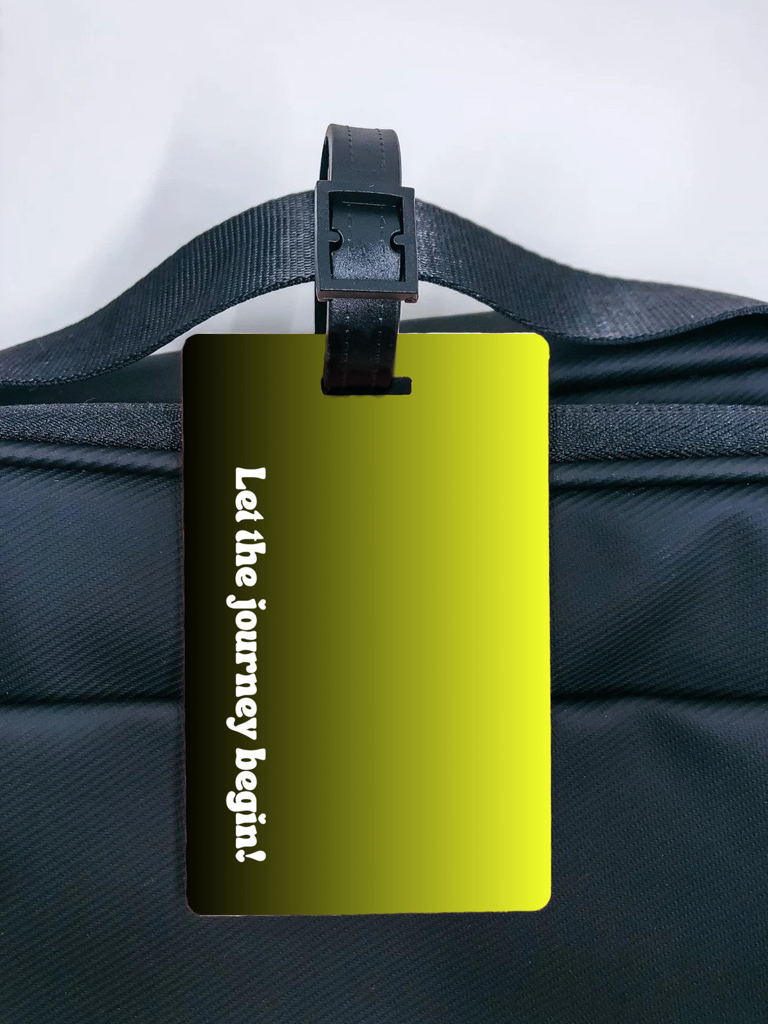 Bold ombre olive and black custom plastic luggage tag - Let the journey begin - free shipping to USA