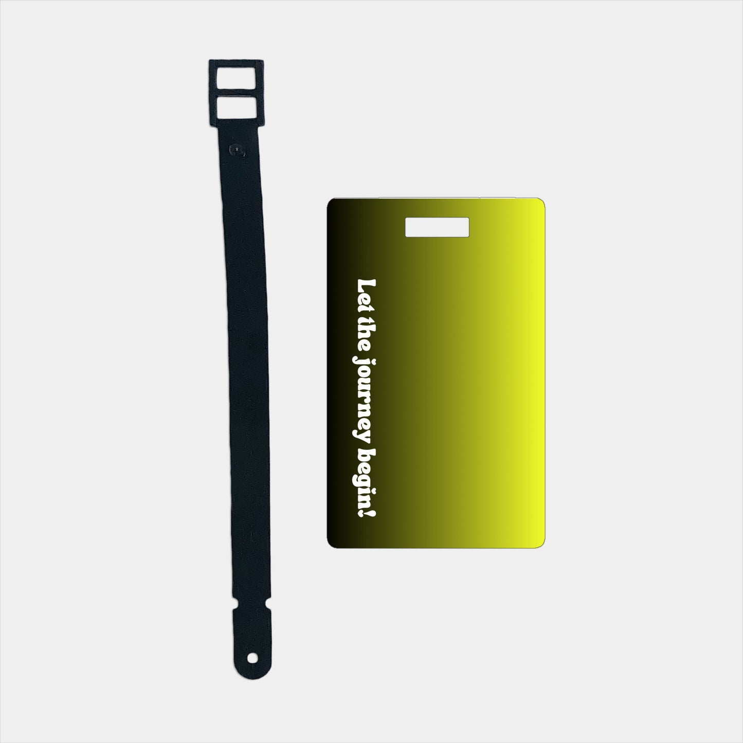 Bold ombre olive and black custom plastic luggage tag - Let the journey begin - free shipping to USA