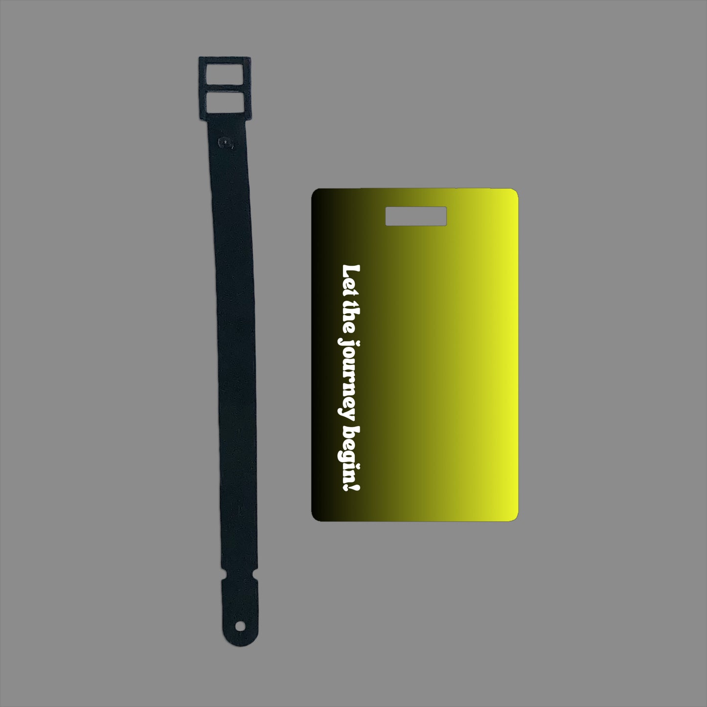 Bold ombre olive and black custom plastic luggage tag - Let the journey begin - free shipping to USA