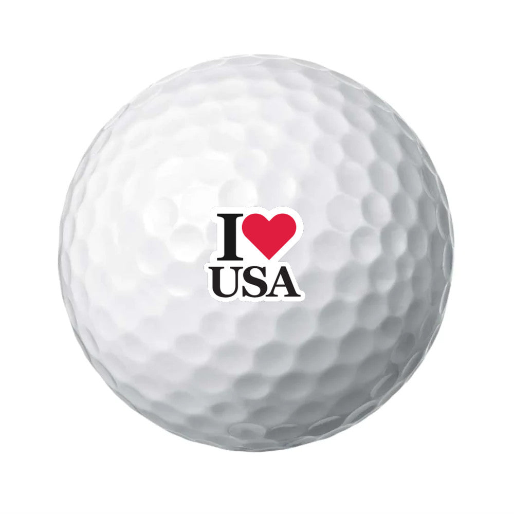 Patriotic putters golf ball set - Customized I heart USA set of 6 balls - Great gift for golf lovers