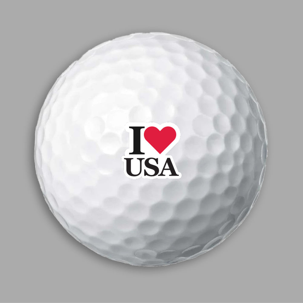 Patriotic putters golf ball set - Customized I heart USA set of 6 balls - Great gift for golf lovers - free shipping to USA