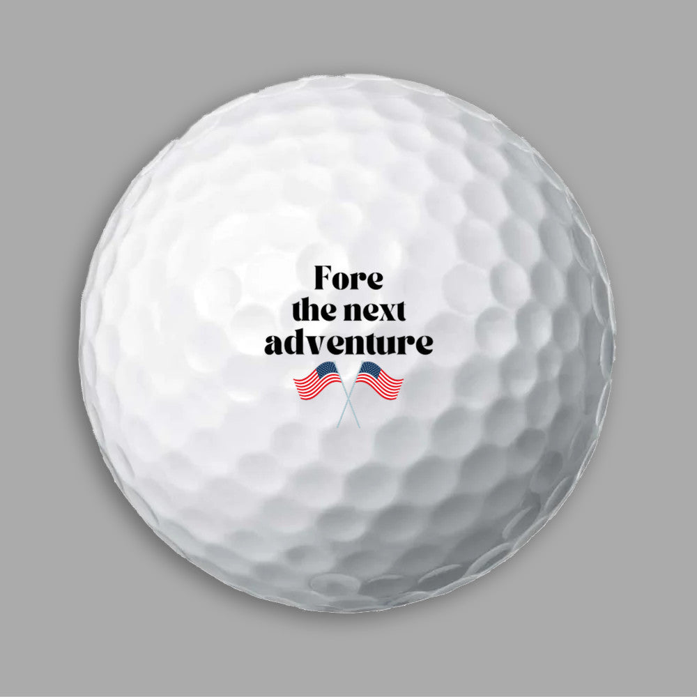 Fore the next adventure golf ball set - Customized retirement theme set of 6 balls - Great gift for golf lovers - free shipping to USA