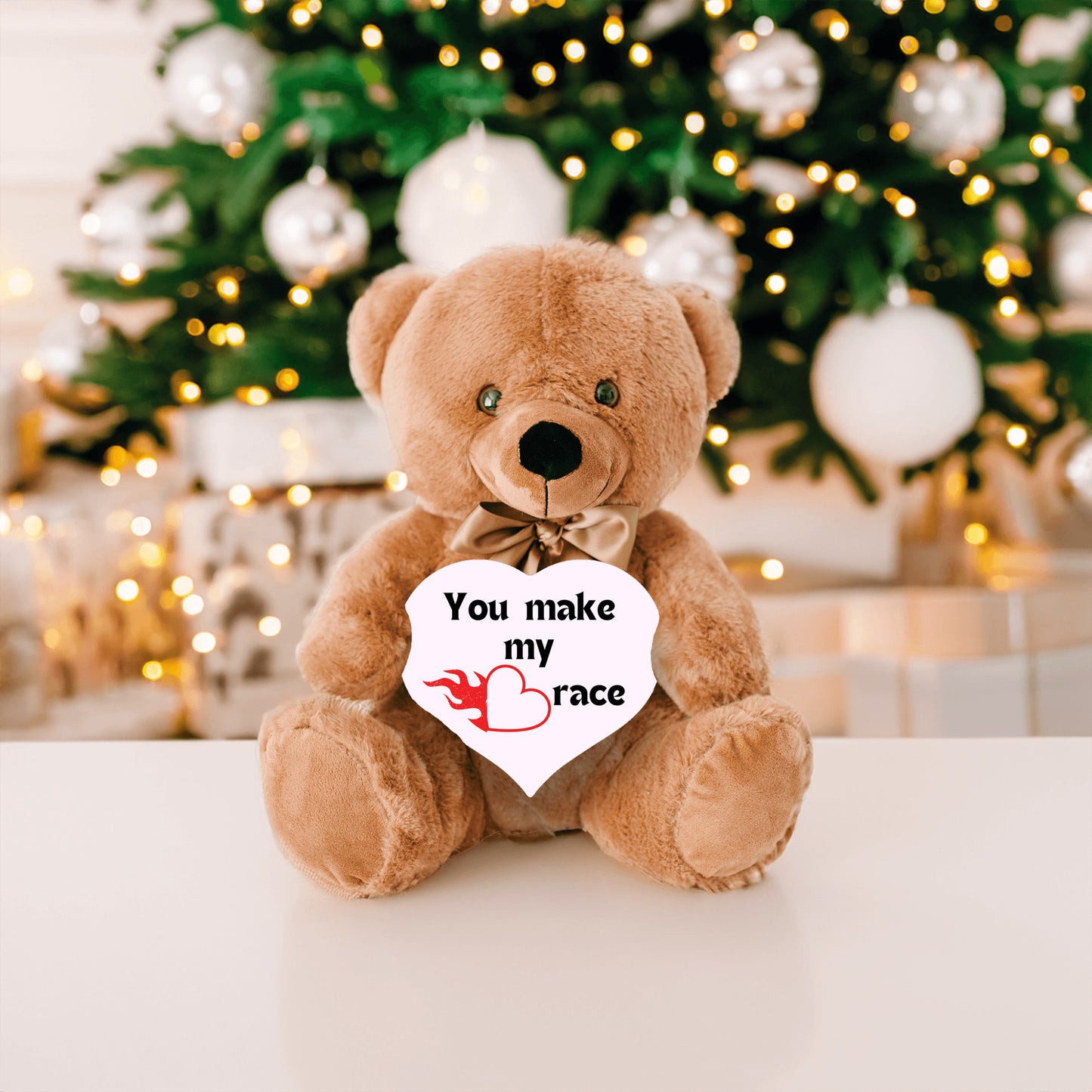 Heart Racer Plush Teddy Bear| Cuddle goals| Couples bear| You make my heart race| Bae's favorite snuggle buddy - free shipping to USA