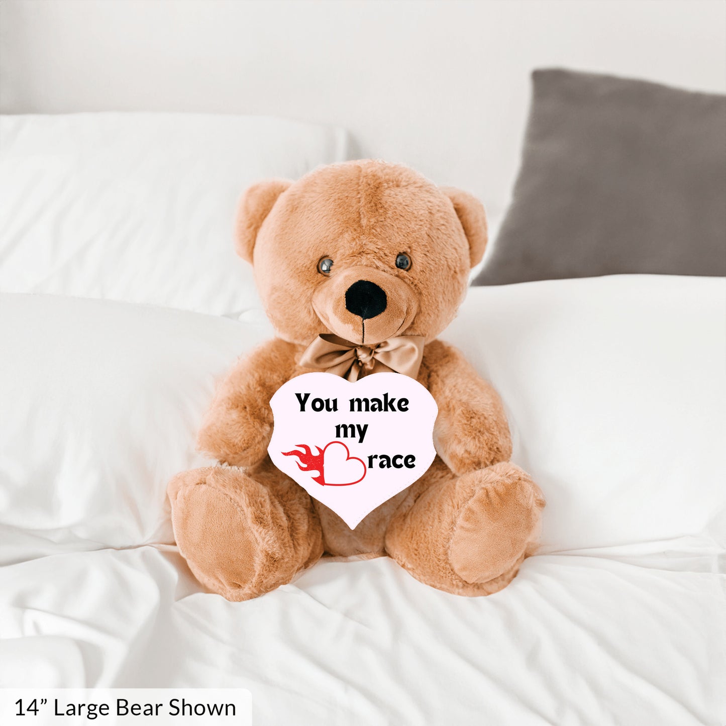 Heart Racer Plush Teddy Bear| Cuddle goals| Couples bear| You make my heart race| Bae's favorite snuggle buddy - free shipping to USA