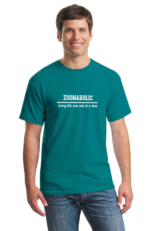 Funny zoomaholic Unisex Gildan 5000 Heavy Cotton T-shirt | Living life one call at a time| free shipping to USA