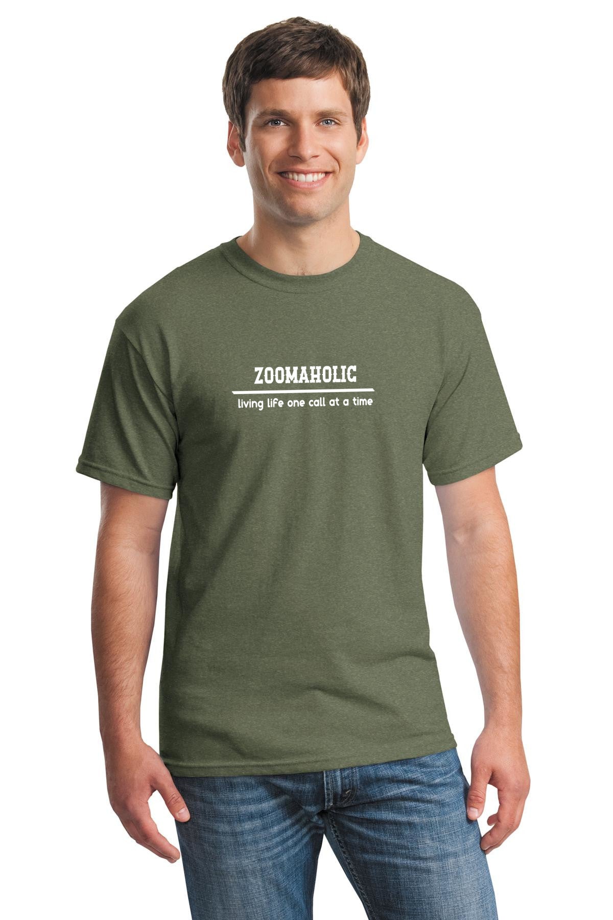 Funny zoomaholic Unisex Gildan 5000 Heavy Cotton T-shirt | Living life one call at a time| free shipping to USA