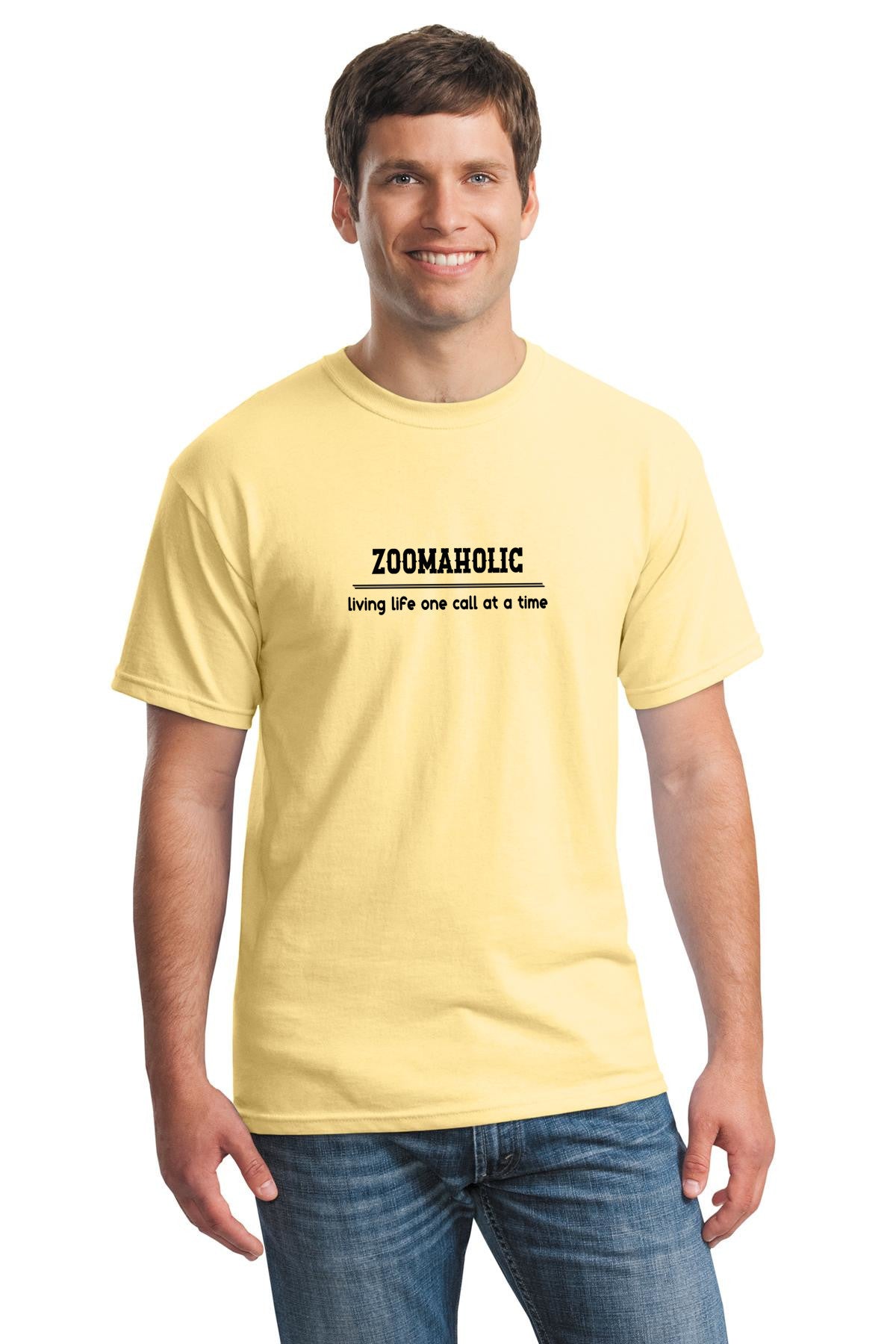 Funny zoomaholic Unisex Gildan 5000 Heavy Cotton T-shirt | Living life one call at a time| free shipping to USA