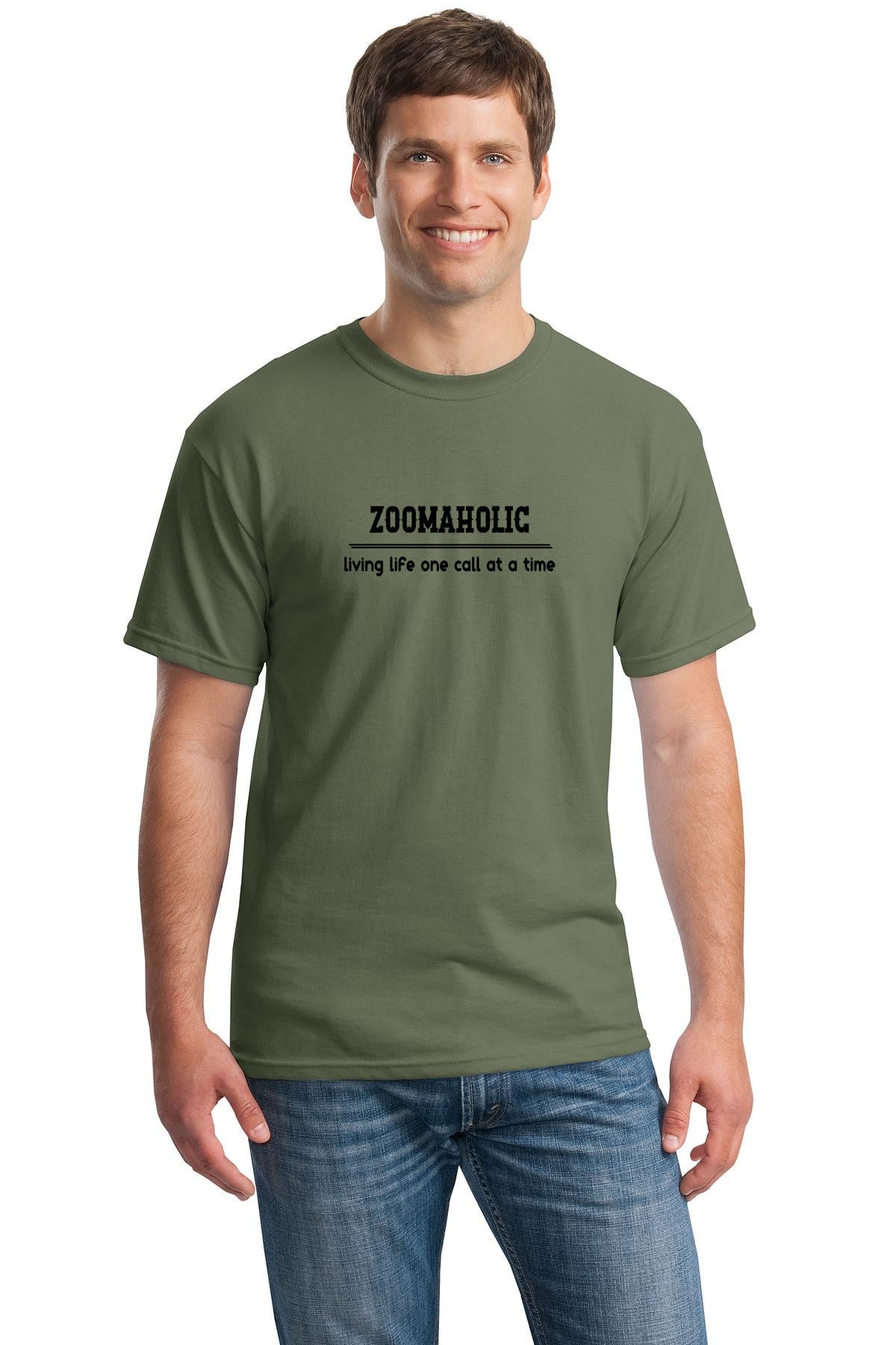 Funny zoomaholic Unisex Gildan 5000 Heavy Cotton T-shirt | Living life one call at a time| free shipping to USA