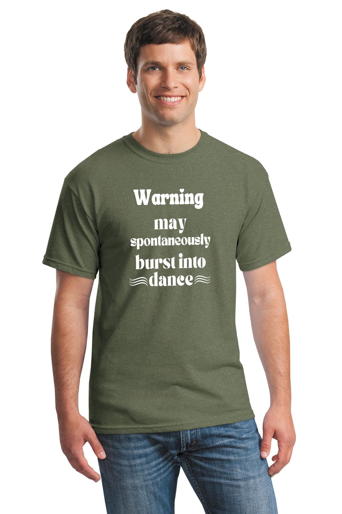 Funny dance warning Unisex Gildan 5000 Heavy Cotton T-shirt | Warning, may spontaneously burst into dance| free shipping to USA