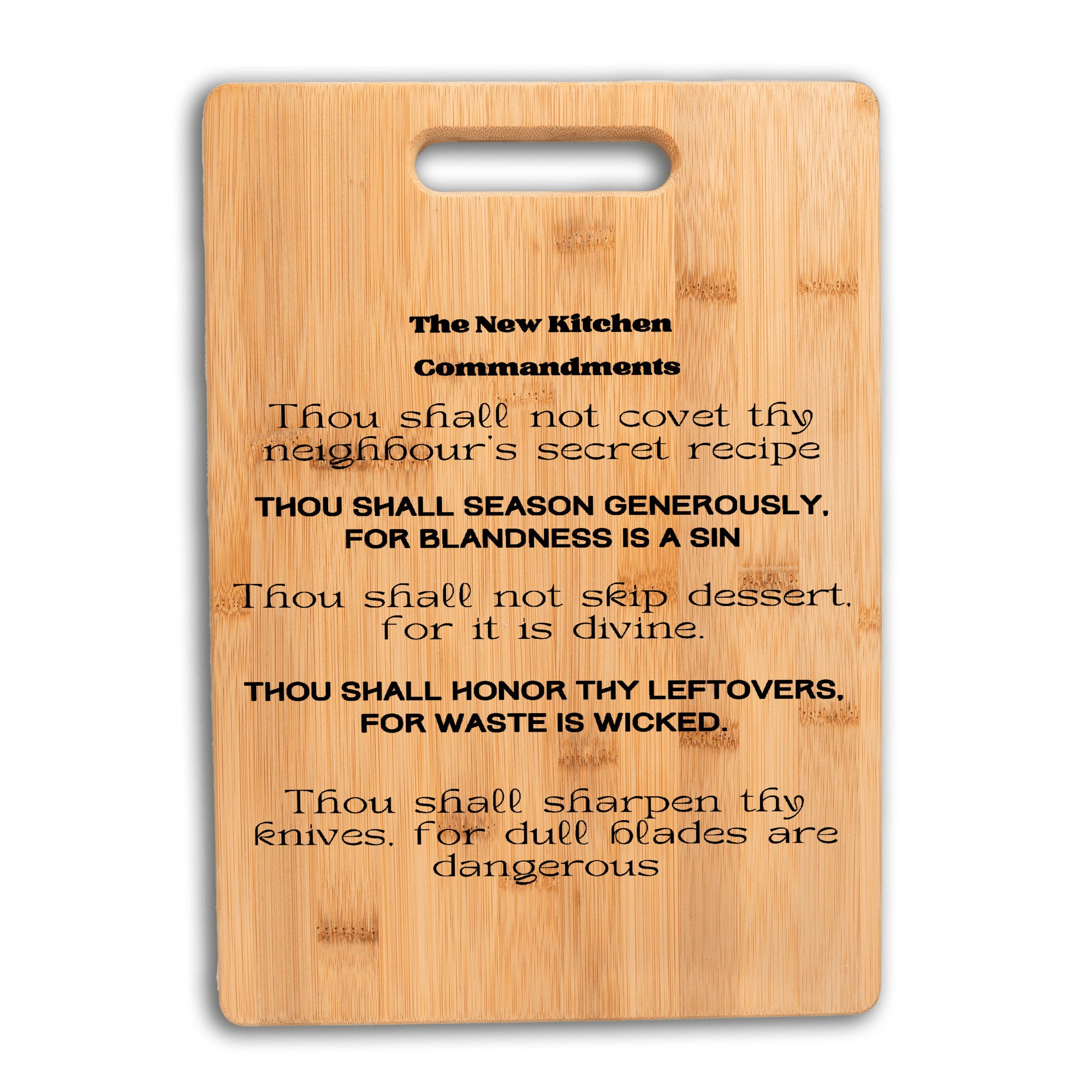 Funny Customized Bamboo Cutting Board | The new kitchen commandments| Unique gift idea