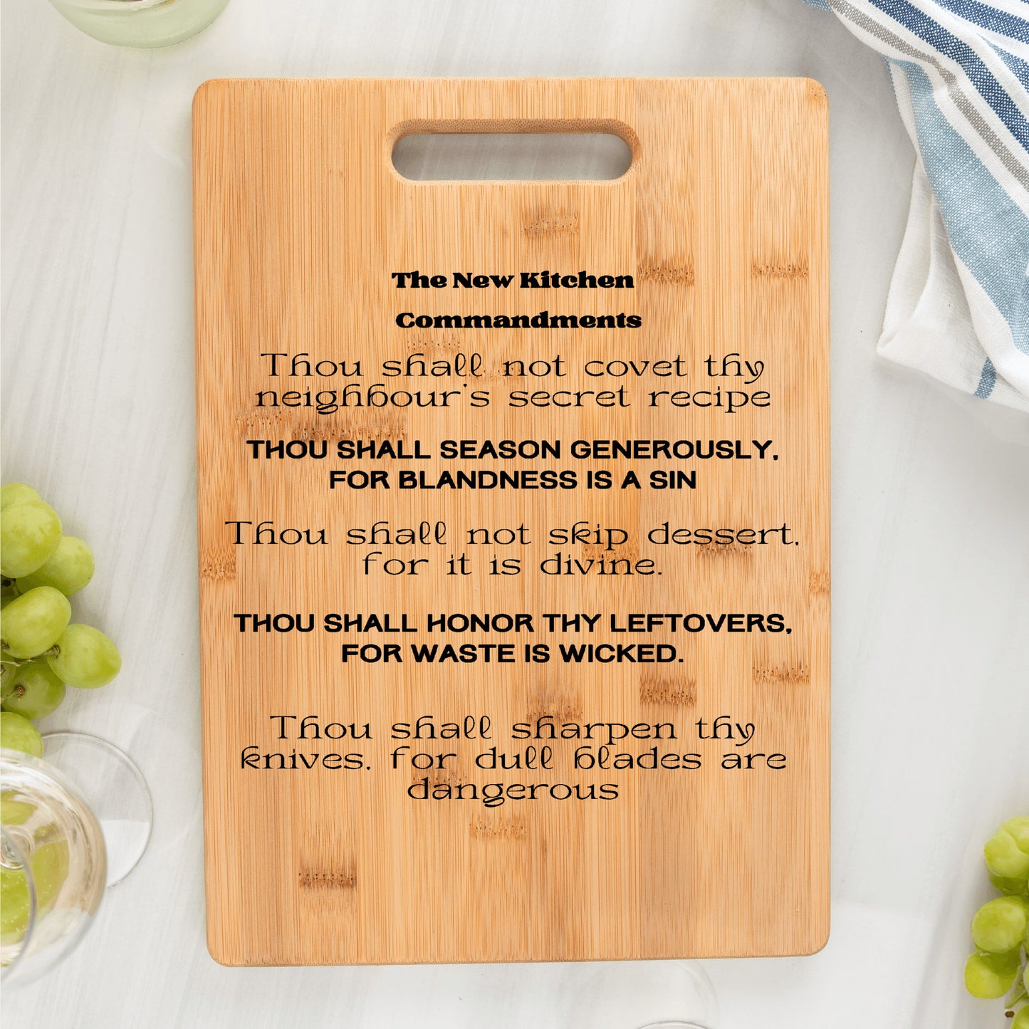 Funny Customized Bamboo Cutting Board | The new kitchen commandments| Unique gift idea - Free shipping to USA