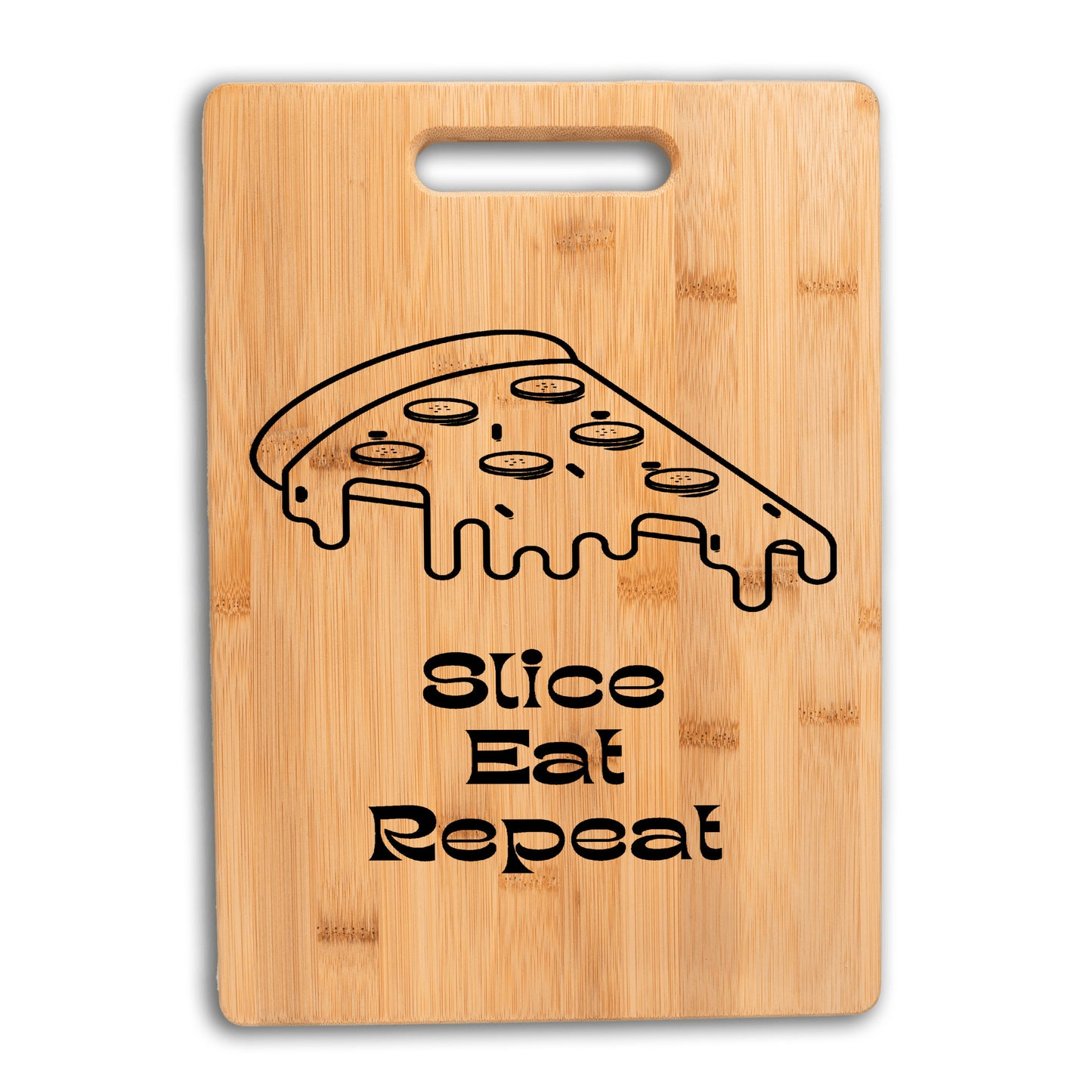 Pizza Lover Bamboo Cutting Board - Slice, Eat, Repeat - free shipping to USA