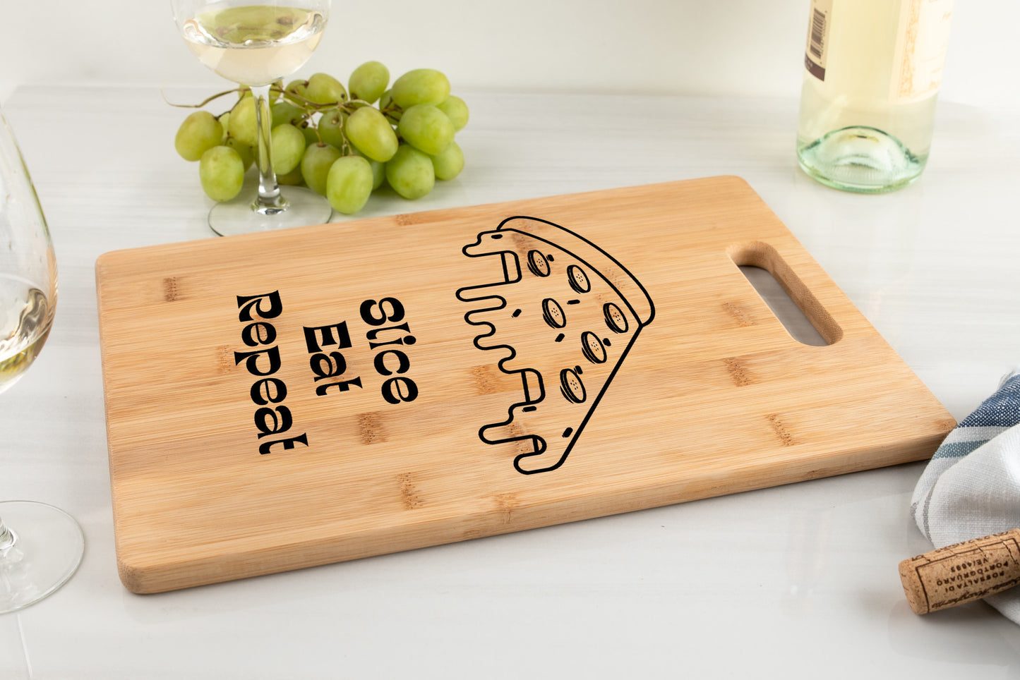 Pizza Lover Bamboo Cutting Board - Slice, Eat, Repeat - free shipping to USA