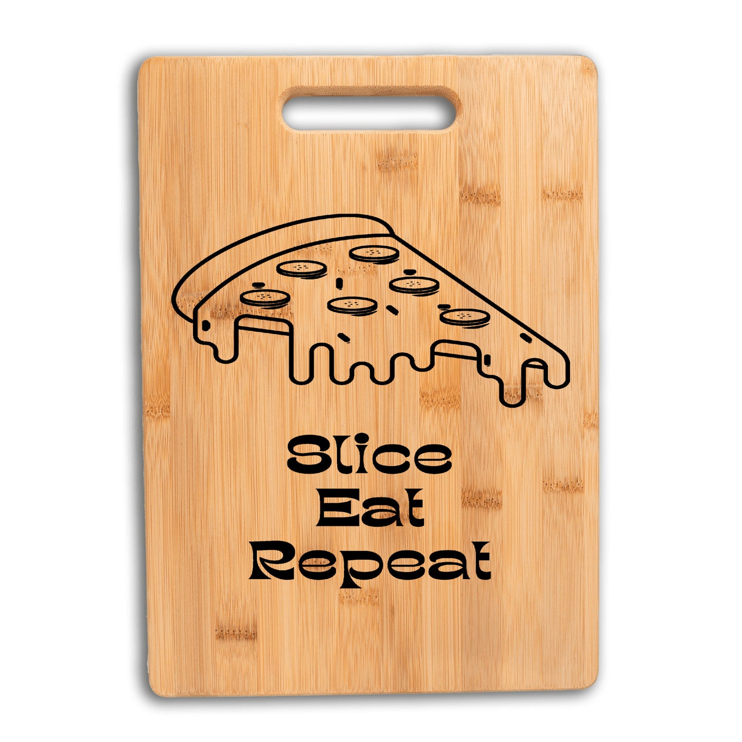 Pizza Lover Bamboo Cutting Board - Slice, Eat, Repeat - free shipping to USA