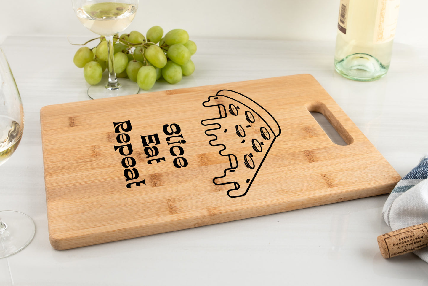 Pizza Lover Bamboo Cutting Board - Slice, Eat, Repeat - free shipping to USA