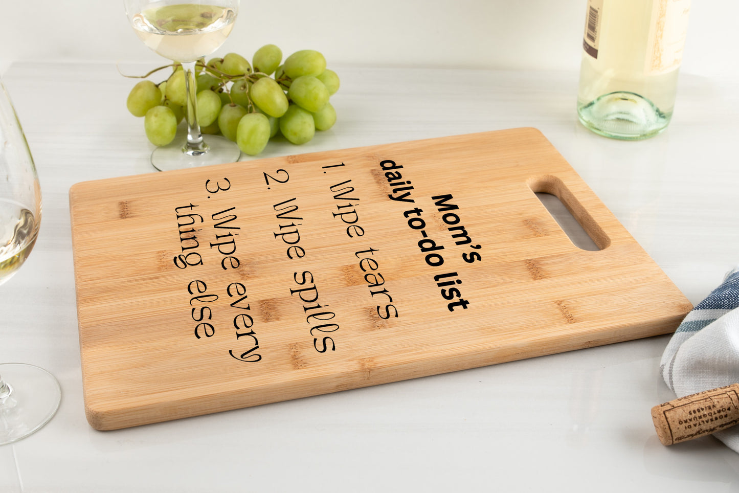 The wipe-it-all cutting board | Funny Mom's To-do list Bamboo Cutting Board| Great gift for mom| - free shipping to USA