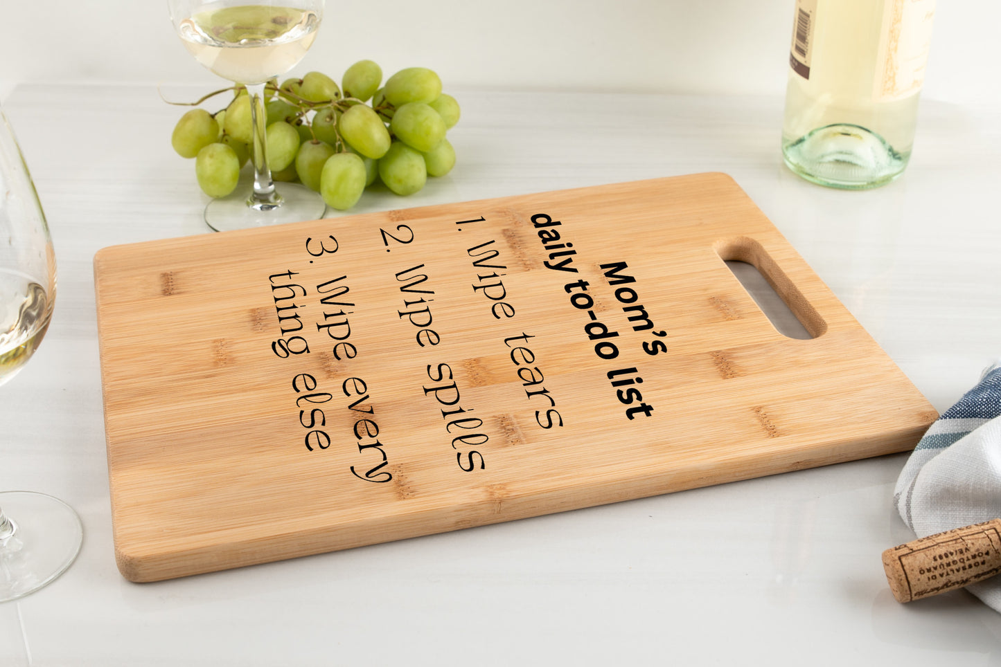 The wipe-it-all cutting board | Funny Mom's To-do list Bamboo Cutting Board| Great gift for mom| - free shipping to USA