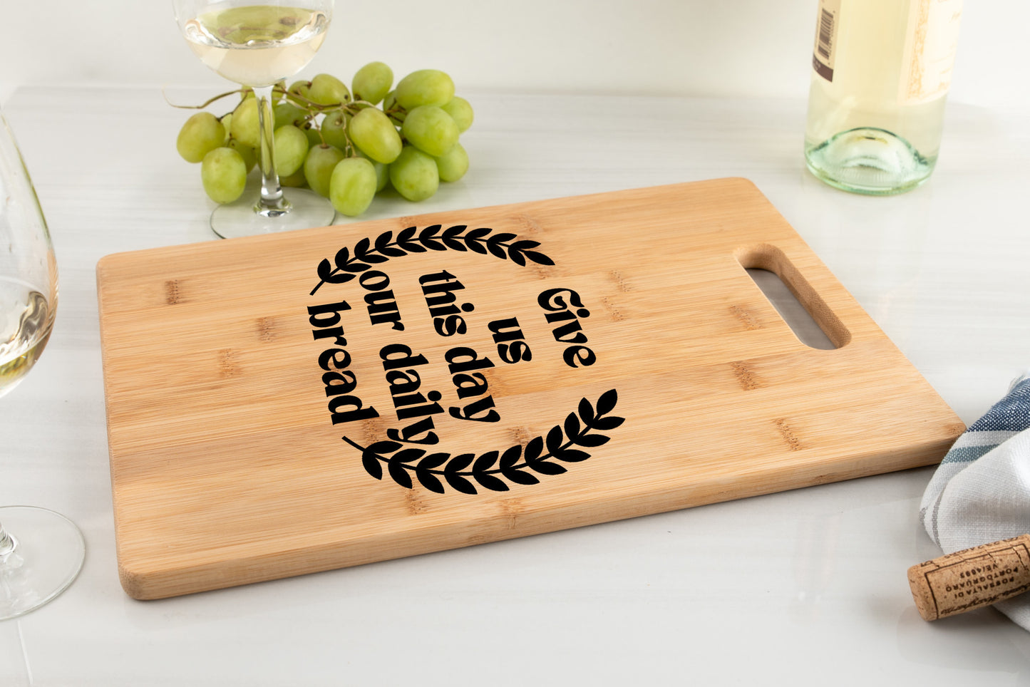 Daily Blessings Bamboo Cutting board| Give us this day our daily bread| - free shipping USA