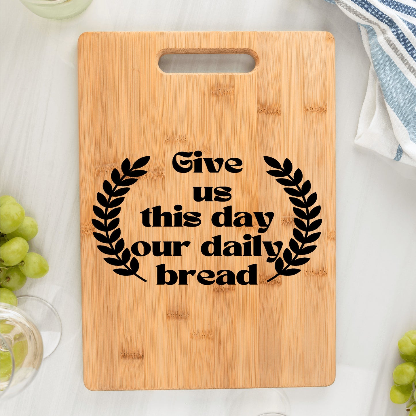 Daily Blessings Bamboo Cutting board| Give us this day our daily bread| - free shipping USA