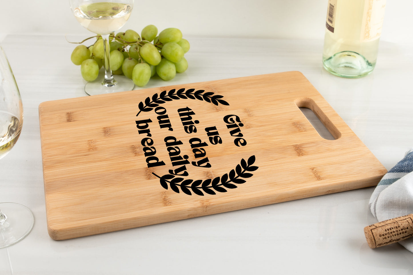 Daily Blessings Bamboo Cutting board| Give us this day our daily bread| - free shipping USA