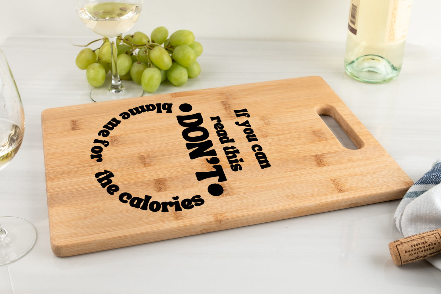 Funny Custom Bamboo Cutting Board | If you can read this, don't blame me for the calories | -free shipping to USA