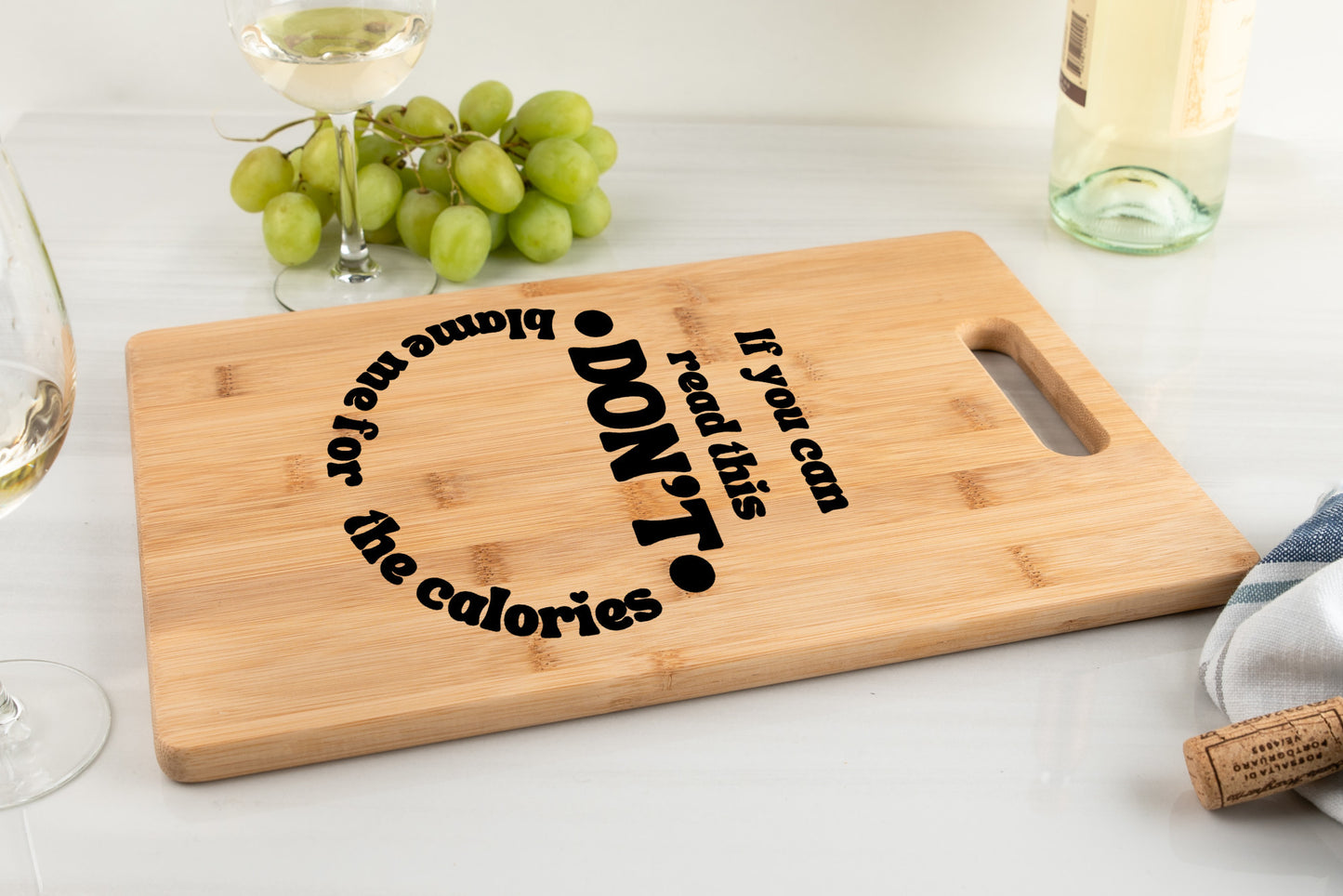 Funny Custom Bamboo Cutting Board | If you can read this, don't blame me for the calories | -free shipping to USA