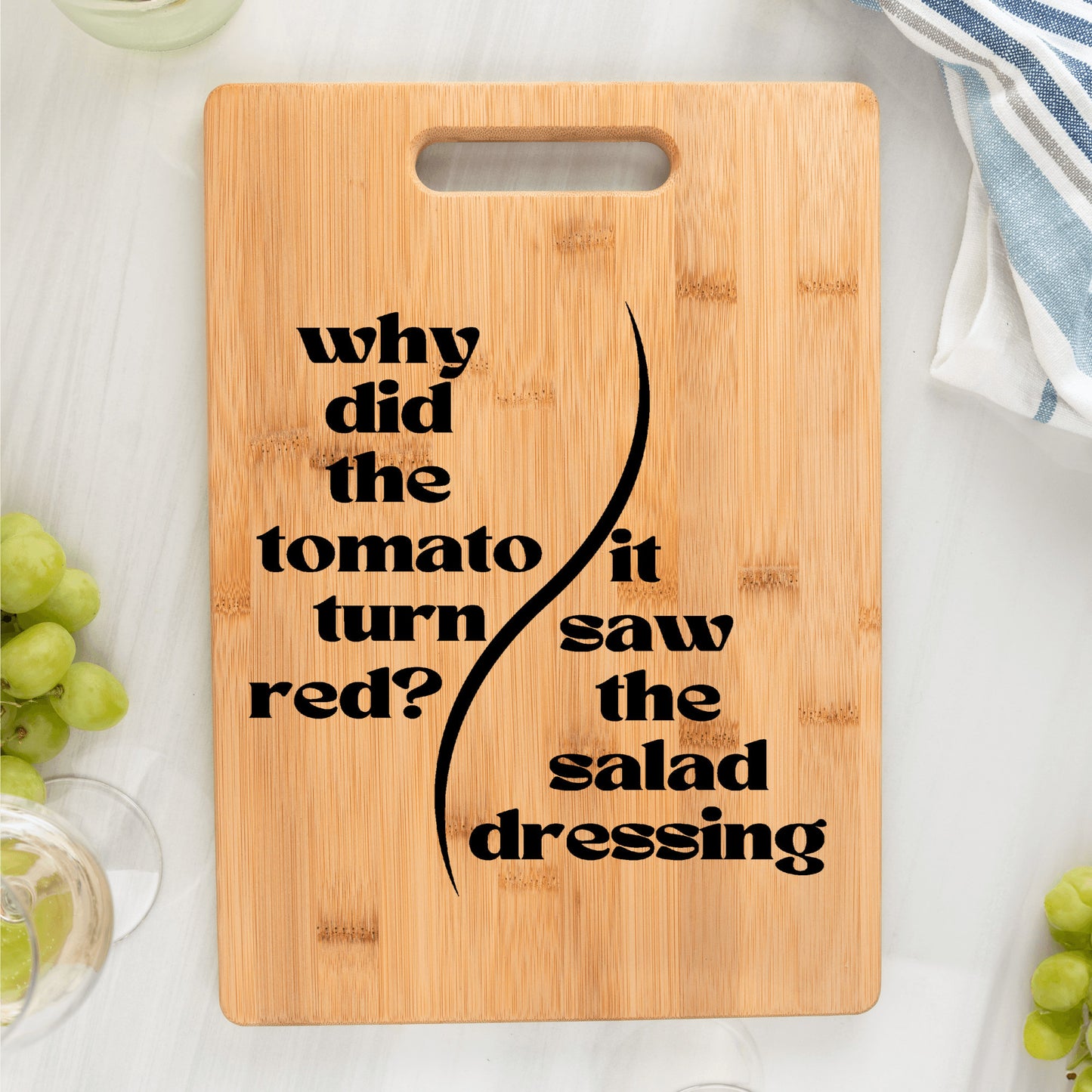 Tomato's Blush Humorous and Stylish Bamboo Cutting Board | Unique Customized Gift idea| -free shipping to USA