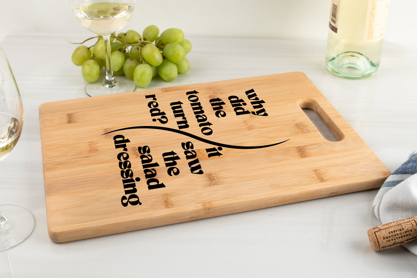 Tomato's Blush Humorous and Stylish Bamboo Cutting Board | Unique Customized Gift idea| -free shipping to USA