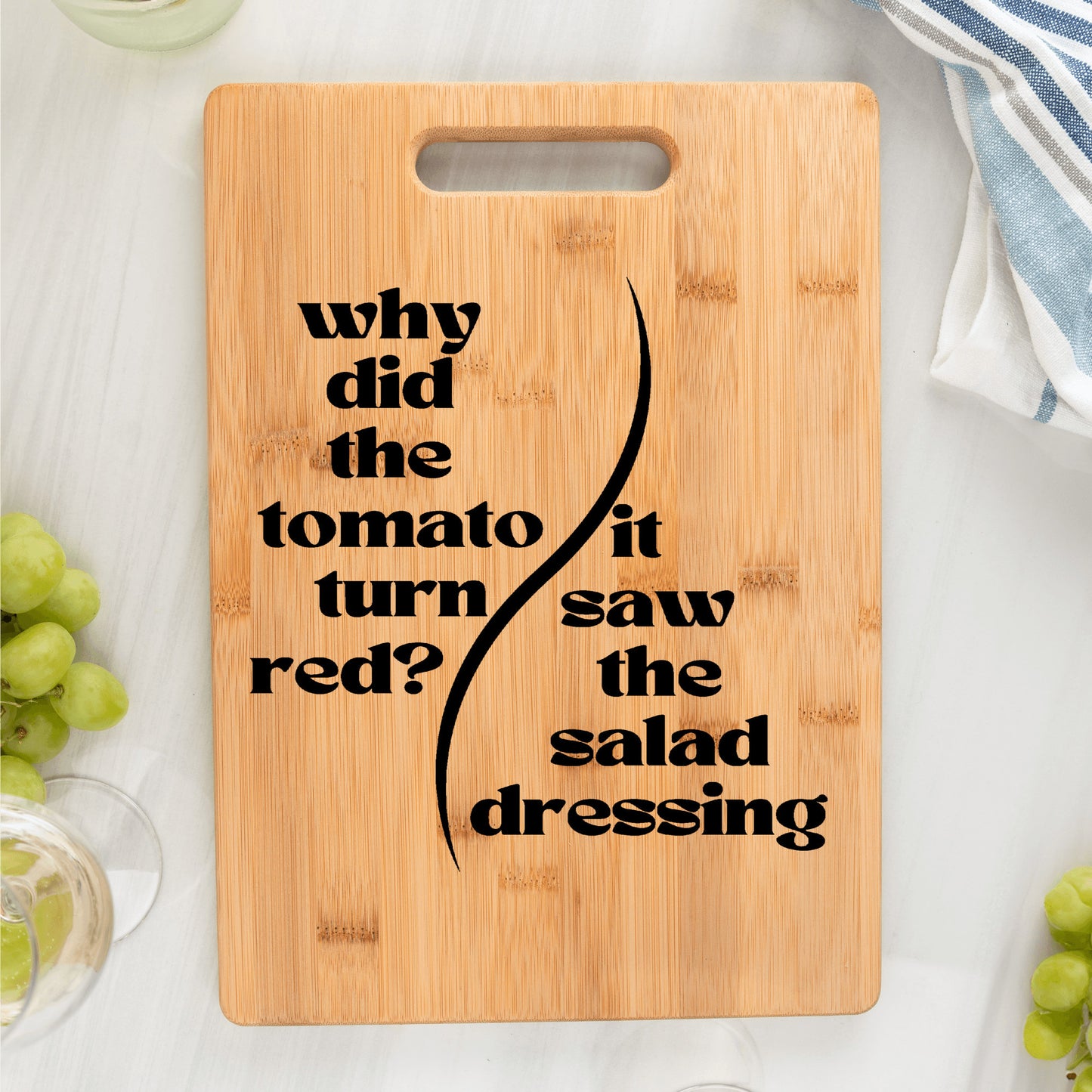 Tomato's Blush Humorous and Stylish Bamboo Cutting Board | Unique Customized Gift idea| -free shipping to USA