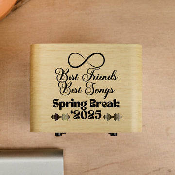 Spring Break 2025 Friendship Edition Bamboo Bluetooth Speaker | Eco-Chic Spring Break Novelty| Besties Forever | Unique Gift Idea