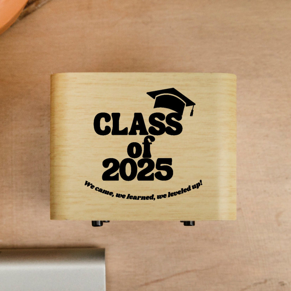 Customized Class of 2025 Bamboo Bluetooth Speaker | We came, we learned, we leveled up!| Graduation gift idea