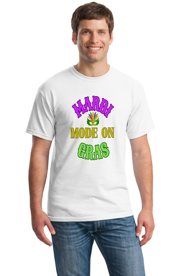 Mardi Gras Mode On unisex T-shirt | Gildan brand 5000 Heavy Cotton T-shirt | -free Shipping to USA